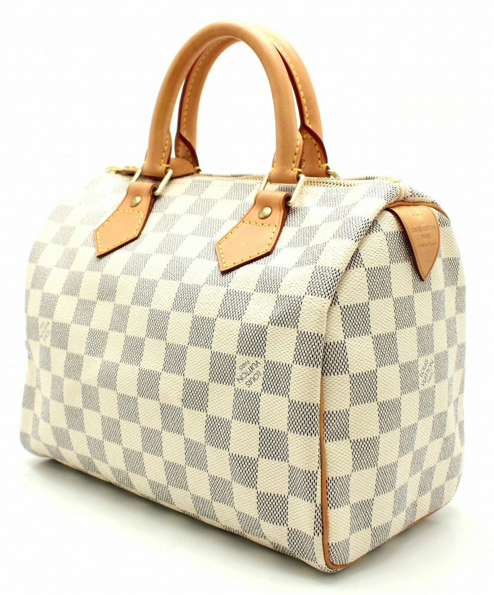 Louis Vuitton Handbag u Azur Speedy Bag Boston Damier White